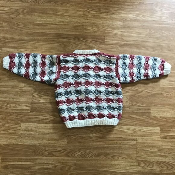 Handmade Kids Button-Up Sweater Whimsical Waves Design Cozy Wool & Acrylic Sm - Picture 11 of 11